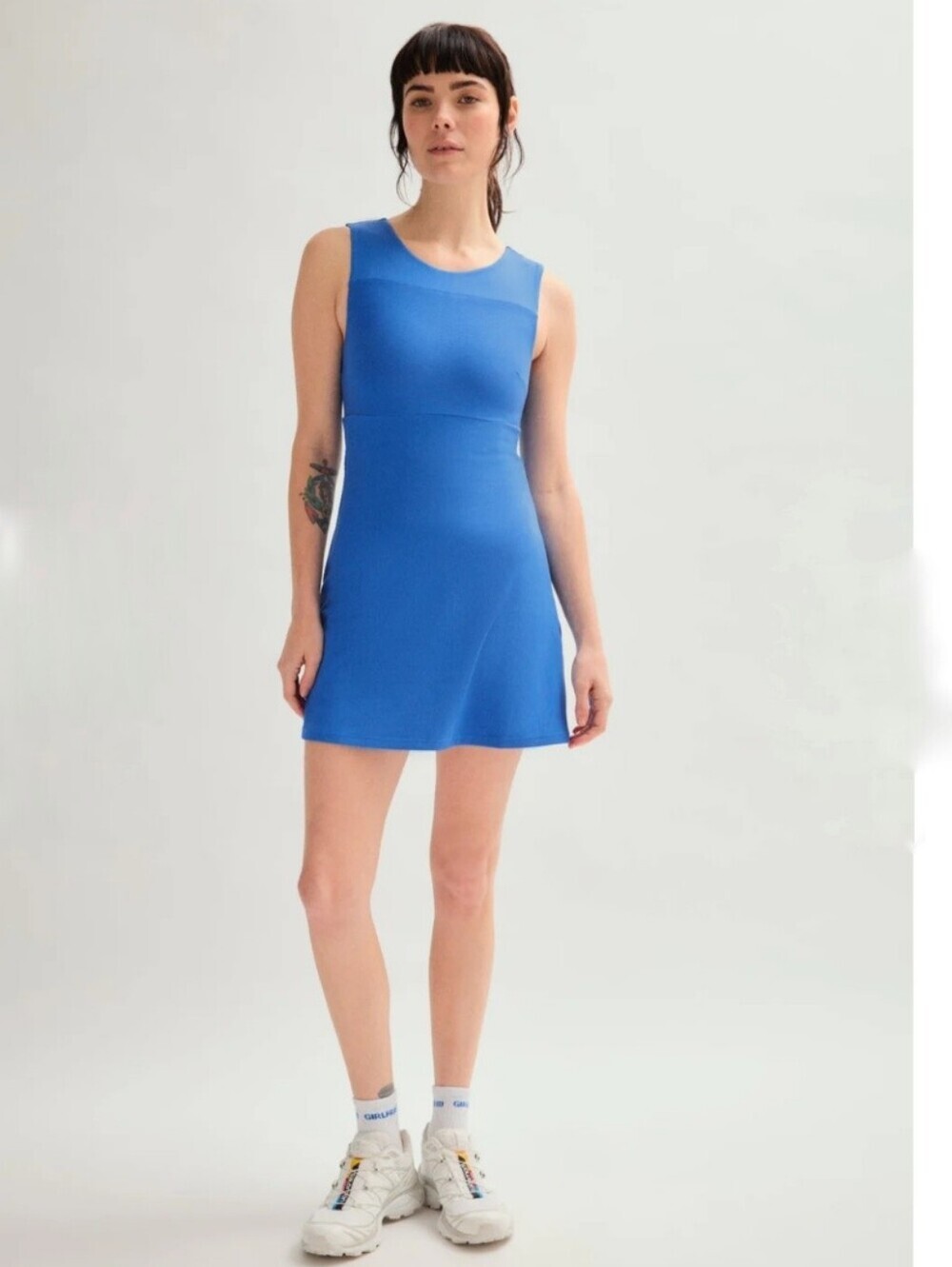 Girlfriend Collective Cobalt Lucia Sleeveless Mini Active Dress Workout Blue M